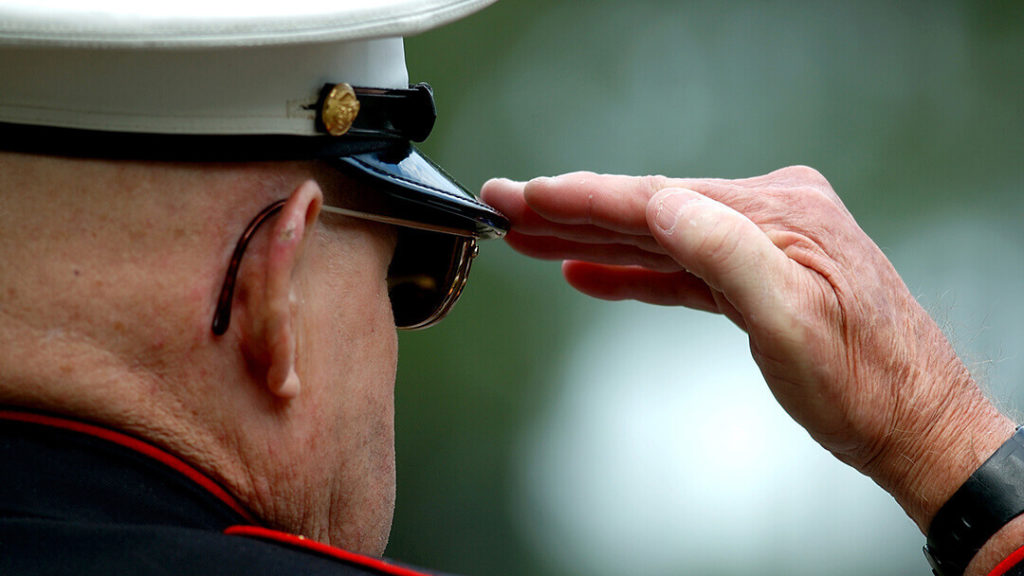 Elder Veteran salutes